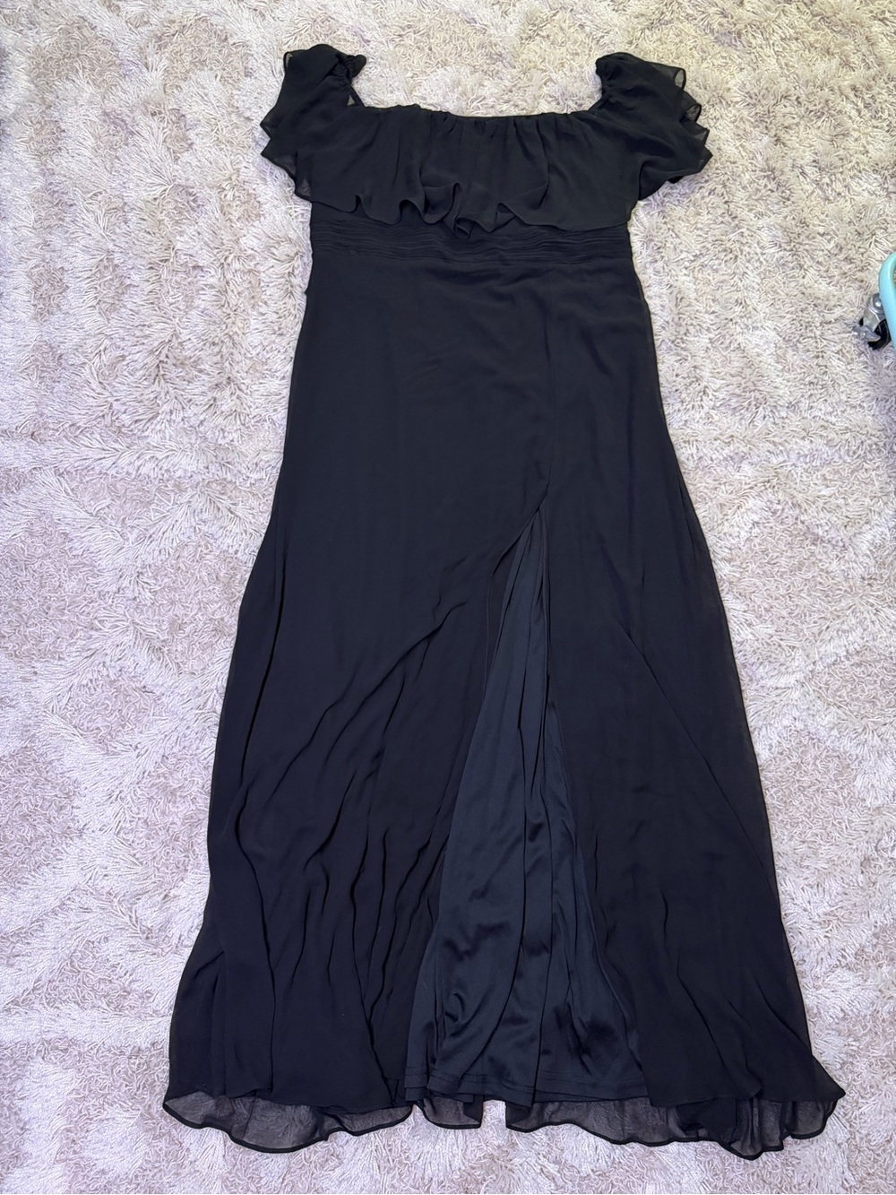 NWT Ever-Pretty ES00969 Black Off Shoulder Ruffle Maxi Dress US 16